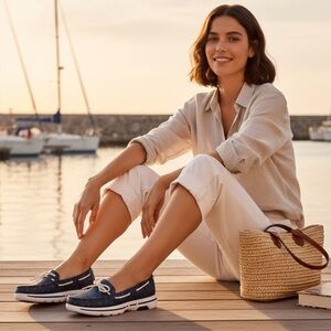Cali gear navy blue and white boat shoes!